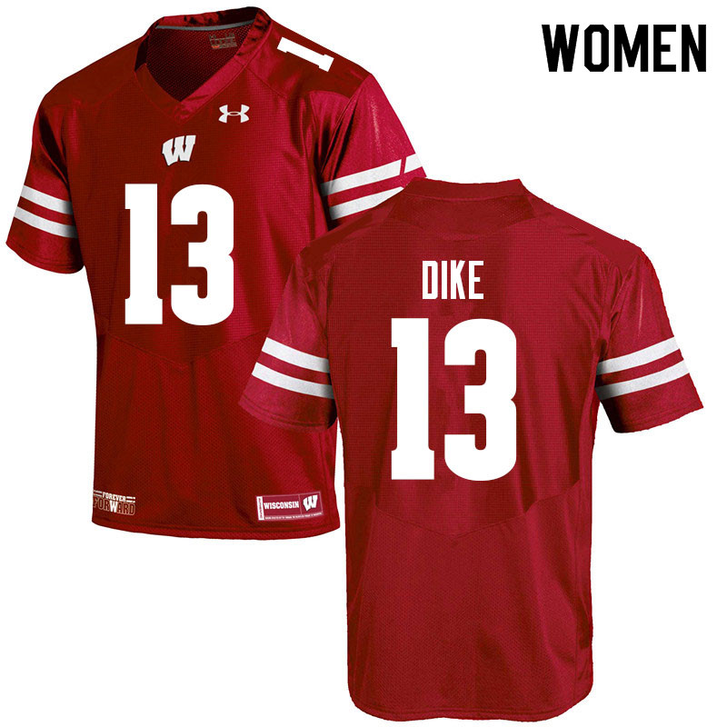 Wisconsin Badgers Women's #13 Chimere Dike NCAA Under Armour Authentic Red College Stitched Football Jersey CW40Z62WH